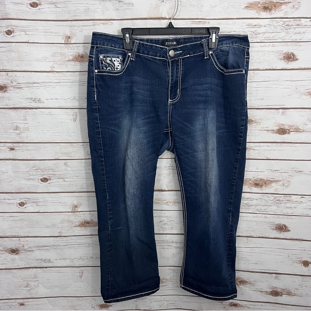 ZCO Jeans Dark Wash Embellished Pocket Denim Capris - Picture 1 of 4
